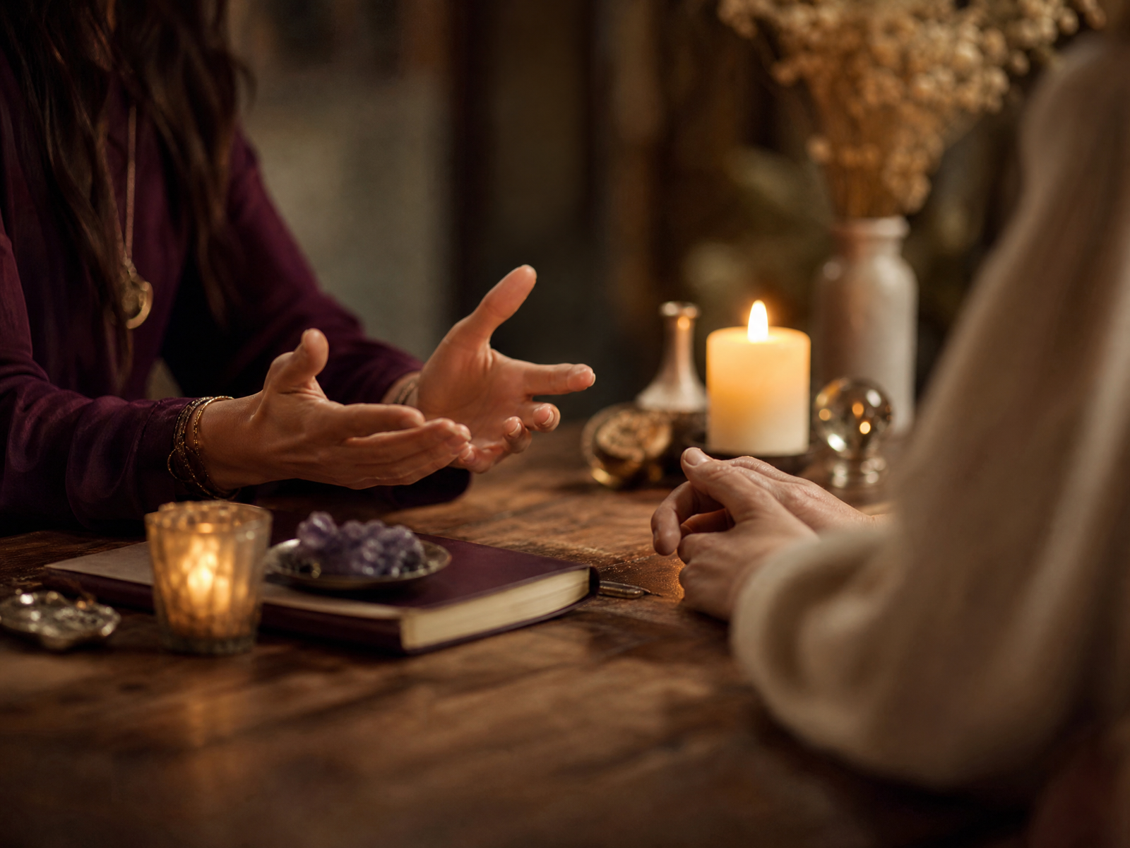 Conversación de acompañamiento espiritual en un ambiente cálido